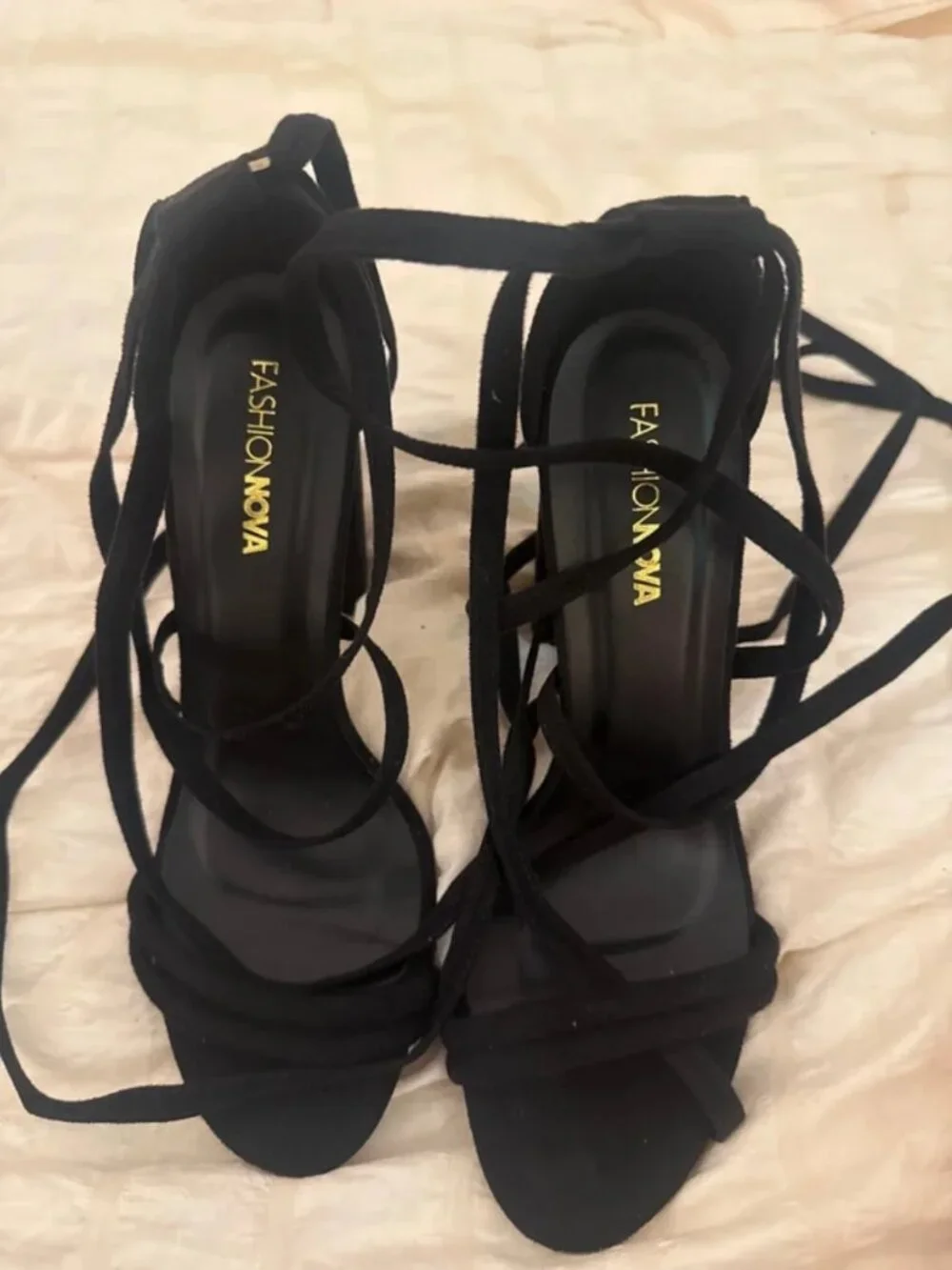 Fashion nova strappy black heels size 6.5